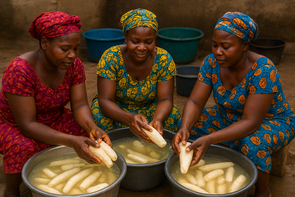 Women washing Cassava